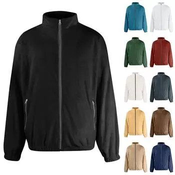 Унисекс Зимняя повседневная модная однотонная фланелевая куртка с рукавом реглан и карманом на молнии L бежевый