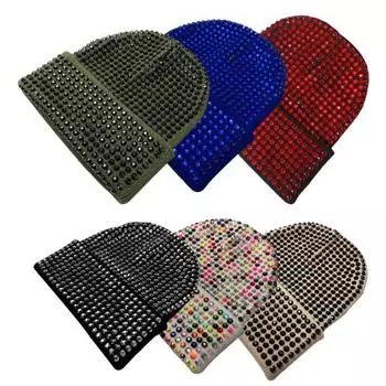 Унисекс зимняя шапка со складчатыми полями, однотонная эластичная шапка со стразами, сохраняющая тепло, для взрослых, для холодной погоды, для улицы и повседневной жизни серебряный