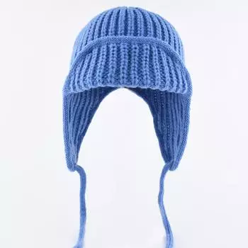 Унисекс зимняя шапка вязаная толстая теплая ветрозащитная однотонная шапка-бини с ушками зимняя на каждый день для велоспорта и путешествий белый