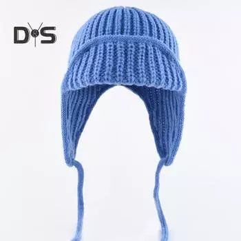 Унисекс зимняя шапка вязаная толстая теплая ветрозащитная однотонная защитная шапочка для ушей зимняя уличная повседневная кепка-бомбер для велоспорта дорожный головной убор кофейный