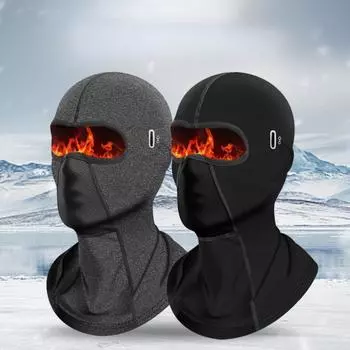 Унисекс зимняя теплая полнолицевая маска, защита шеи, шарф CS, лыжные велосипедные шапки short чёрный