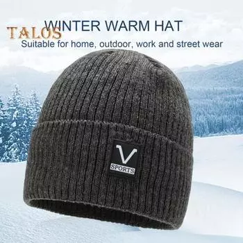 Унисекс зимняя вязаная шапка из утолщенного флиса теплая противоскользящая ветрозащитная однотонная высокоэластичная защита ушей для активного отдыха на велосипеде катание на лыжах плетение шапочки чёрный