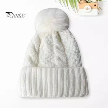 Унисекс зимняя вязаная шапка с толстыми полями, однотонная, эластичная, с помпоном, защита ушей, ворсистая шапка, ветрозащитная, для холодной погоды, теплая, для головного убора хаки
