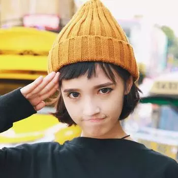 Унисекс зимняя вязаная шапка с толстыми полями, однотонная, эластичная, для защиты ушей, ветрозащитная, теплая для холодной погоды, головной убор жёлтый