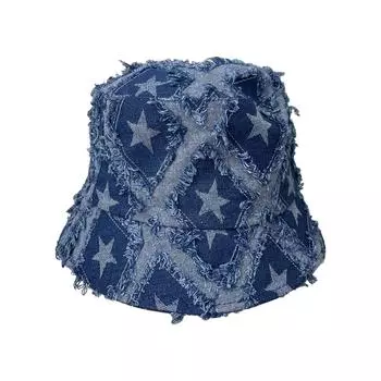 Унисекс Звезда Принт Ведро Шляпа Грубый Сельведж Дизайн Лето Весна Складная Рыбацкая Шапка Летние Подарки Для Подруги чёрный