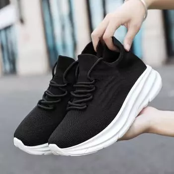 УнисексТолстая подошва Женская обувь Легкая Фитнес Уличная Беговая Спортивная обувь Мужские носки Обувь 36 розы красного