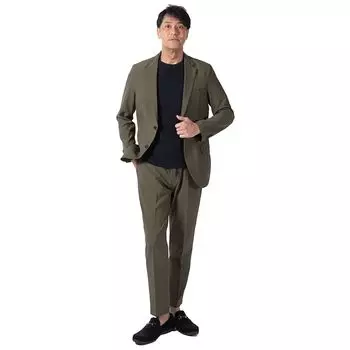 [United Gold] комплект костюма, стретч верх и низ, всесезонный, офисный, повседневный, моющийся, мужской [E] хаки L