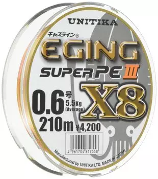 UNITIKA Line Cast Line Egging Super PEIII X8 210м 4961704812558 0.6