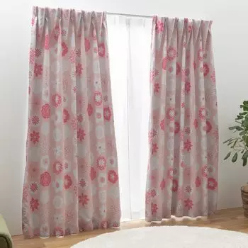 Univer Curtain Set Level 2 100cm Wide x 178cm Set of Curtain Set Ready-to-Use (with Lace), Blackout, Long, 4, Washable, Pink, 4-Piece розовый