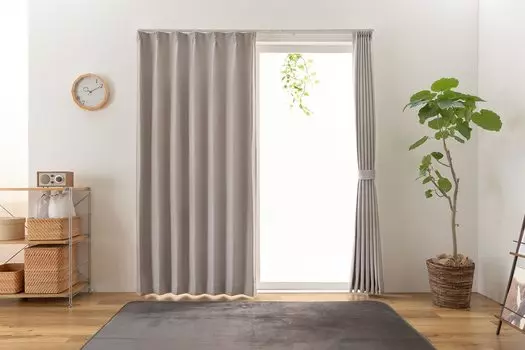 Univer Drape 200cm Wide x 178cm Single Flame Level 2 Light Energy Shape Stacy Curtain, Long, Panel, Retardant, Blocking, Saving, Memory, Beige, бежевый
