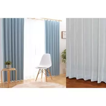 Univer Set of Curtains Lace Grade 1 Light Flame Energy Washable (with Curtains) - Blocking, Retardant, Saving, Visibility-Resistant, синий