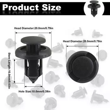 Universal 10mm hole size 50PCS Car Bumper Clips Nylon Rivet Fastener Fender for Honda & Acura Replace Push Rivet Mud Flap