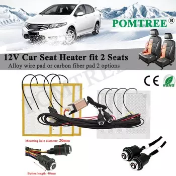 Universal 12V Built -in Car Seat Heater Kit Fit 2 Seats 48x27cm Alloy Wire Heating Pad 6-level Switch System Auto Accessories