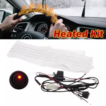 Universal 12v Built-in Car Steering Wheel Heater Kit Carbon Heat System Switch Control Independent Fiber With Harness Pads Y6b3