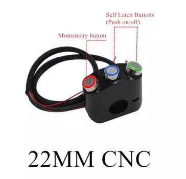 Universal 22MM LED CNC Vintage Motorcycle Handlebar Mount Switch Handlebar Control Switch Headlight Spotlight Start Button