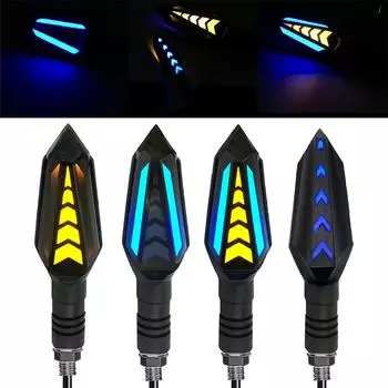 Universal 4Pcs Motorcycle Turn Signals Double Color Led Yellow Amber Flowing Blinker and Blue Daytime Running Indicator (Black) синий