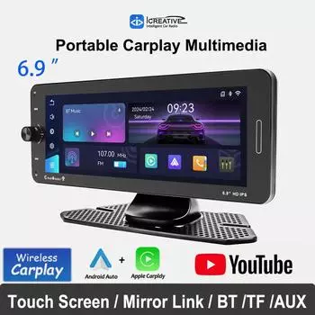 Universal 6.9 Inch Car Radio Apple Carplay Wireless Multimedia HD Touch Screen Player Mirror Link FM Transmit Support Youtube