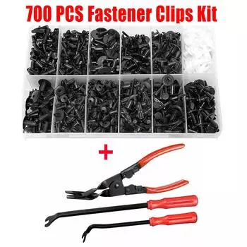 Universal 700Pcs Car Fender Bumper Push Pin Clip Rivets Fastener with 3Pcs Remover Tool Plier