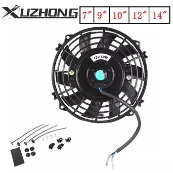 Universal 7/9/10/12/14 Inch 12V 80W 2100RPM Car Air Conditioning Cooling Fan Blade Cool Mounting Kit