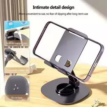 Universal Aluminum Alloy Foldable Rotation Desk Phone Holder Mount Stand For Mobile Phone Holder For Tablet Desktop Stand H7Y7 фиолетовый