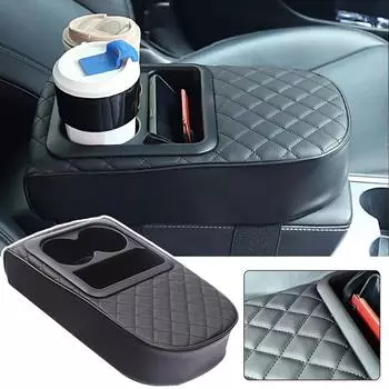 Universal Auto Center Console Armrest Cushion PU Leather Car Amrest Pillow Waterproof Height Pad Cover Armrest Pads Portabl X1M7 чёрный