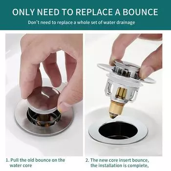 Universal Bathroom Sink Stopper, Upgraded Pop-Up Sink Drains Strainer Plug Basin Bathtub Bounce Drain Filter Hair Catcher M