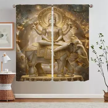 Universal Bodhisattva Christmas Curtains in the Living Room Shade Curtain Tiebacks Bedroom Curtains 2 Pieces Blackout Partition W50xH70cmx2pcs-CL