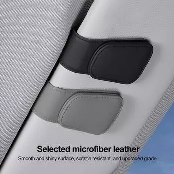 Universal Car Glasses Holder Auto Sun Visor Sunglasses Clip Magnetic Leather Eyeglass Card Ticket Clips Car Interior Accessories чёрный