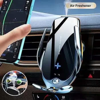 Универсальный автомобильный кронштейн для мобильного телефона, беспроводное зарядное устройство, освежитель воздуха для духов, женский и мужской телефон, держатель для навигации серебряный