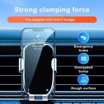 Универсальный держатель для телефона в машине, вращающийся на 360 градусов, устойчивый к скольжению, управление одной рукой, гравитация, воздух чёрный