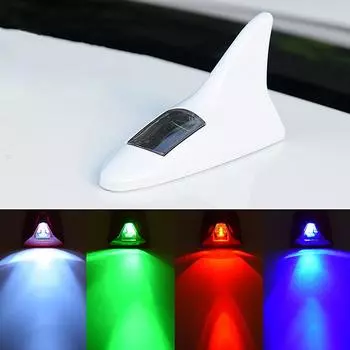 Universal Car Shark Fin Antenna Roof Tail Modification Light with Solar LED Light Car Antenna Driving Safety Warning Light
