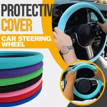 Universal Car Silicone Steering Wheel Cover Elastic Steering Cover Non-Slip Wheel Car Accessorie Interior Multi Breathable J3X1