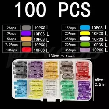 Universal Fit 140-Piece Automotive Fuse Kit With Clip - Assorted Sizes 2A To 40A, Aluminum Alloy, For Cars & Trucks