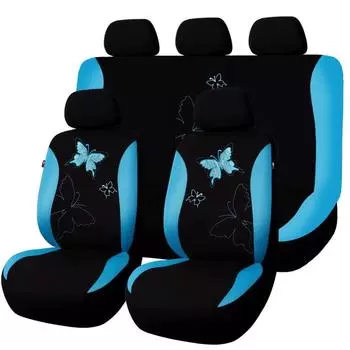 Universal Flat Cloth Car Seat Cover Non-slip Design Front Set One Size синий