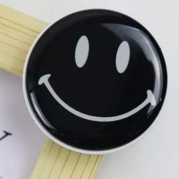 Universal foldable circular cute smiley face mobile phone handle, foldable finger extension stand AVE чёрный