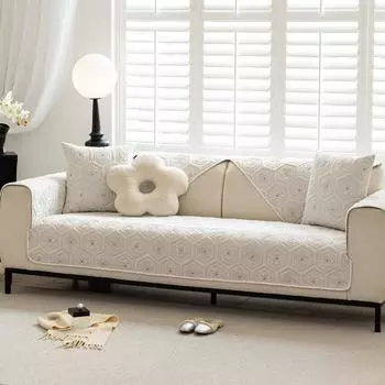 Универсальные чехлы для диванов на все времена года, однотонные чехлы для диванов с геометрическим узором, чистый хлопок, нескользящий коврик для дивана в гостиную с прямыми рядами 70x70cm 1pcs