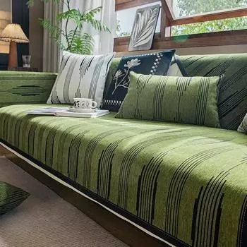 Universal for Seasons Chenille Sofa Cover Striped Couch Mat Solid Color Sofa Covers for Living Room Wear Resistant Couch Cushion 70x70