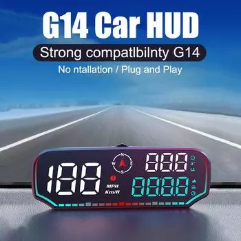 Universal G14 HUD Car Head Up Display Altitude Date Speedometer HD Display Screen BeiDou GPS With Multiple Alarm Functions чёрный
