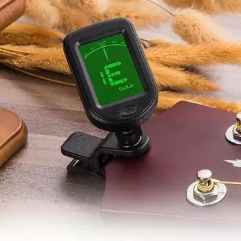 Universal Guitar Tuner Rotatable Clip-on Tuner LCD Display Tuner for Chromatic Acoustic Guitar Bass Ukulele Guitar Accessories чёрный