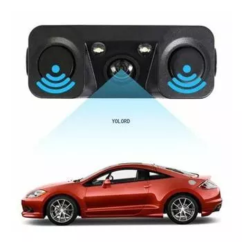 Universal HD Car Rear View Camera 3 in 1 Parking Radar Detector Sensor Waterproof Night Vision LED Light чёрный