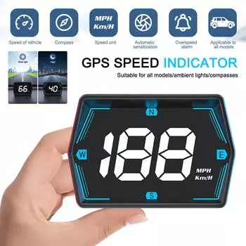 Universal HUD GPS Head Up Display Speedometer Odometer Compass LED Display With Overspeed Alarm For All Car Speed Meter KMH MPH чёрный