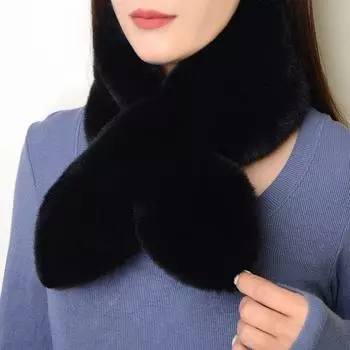 Universal Imitation Otter Rabbit Fur Scarf, Versatile Neck Protection Hair Scarf, Women s Winter Version, Thick and Warm Imitation Velvet Cross Scarf