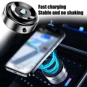 Universal Intelligent Mobile Phone Holder Magnetic Car Double-Sided Mount Adsorption Adsorption Bracket Rotation Vacuum 360 T9B9 серебряный