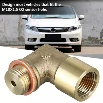 Universal M18 X 1.5 Brass Fitting Connector Plug Kit Exhaust P0420 P0430 90 Degree O2 Oxygen Sensor Spacer Extender Tools