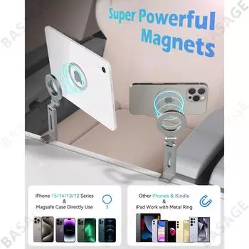 Universal Magnetic Phone Holder Travel Essentials Flexible Rotation Hands-Free Airplane Phone Mount for IPhone15 Pro Max Series серебряный