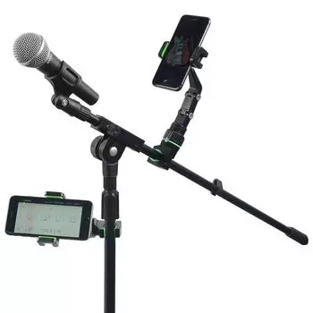 Universal Mic Stand Phone Holder Live Broadcast Bracket Clips Music Stand Clamp For Smart Phones Bass Guitar Accessories серый