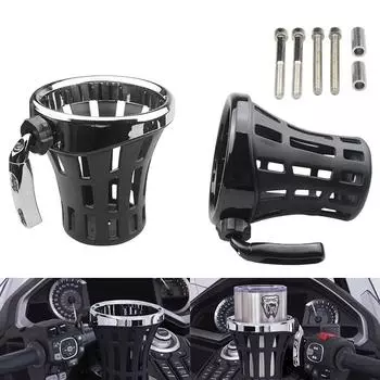 Universal Motorcycle Cup Holder, Adjustable Scooter ATV Water Bottle Handlebar Drink Cup Holder Mount Cage for Bike and Motorcycles чёрный