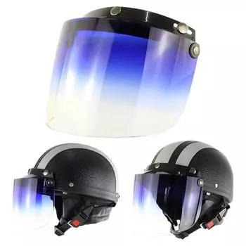 Universal Motorcycle Helmet Visors Bubble Mirror Three Button Type Retro Open Face Helmets Lenses Accessories