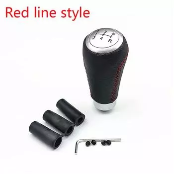 Universal New 5 Speed Leather Black&Red Stitche Manual Car Gear Stick Shift Knob Shifter