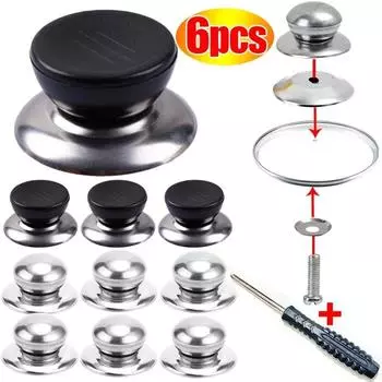 Universal Pot Lid Knobs Handle Lid Holding Tops Replacement Cover Hand Grip Knobs with Screwdriver Gift Kitchen Cookware Kit